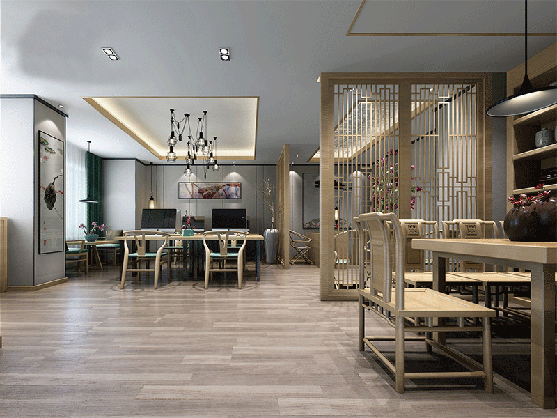 杭州簡約新中式辦公室裝修設(shè)計(jì)效